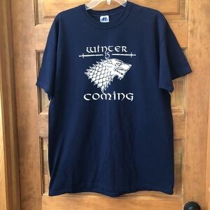 Game of Thrones/ Graphic Tee/ “Winter is Coming”/ Navy Blue/ Size L